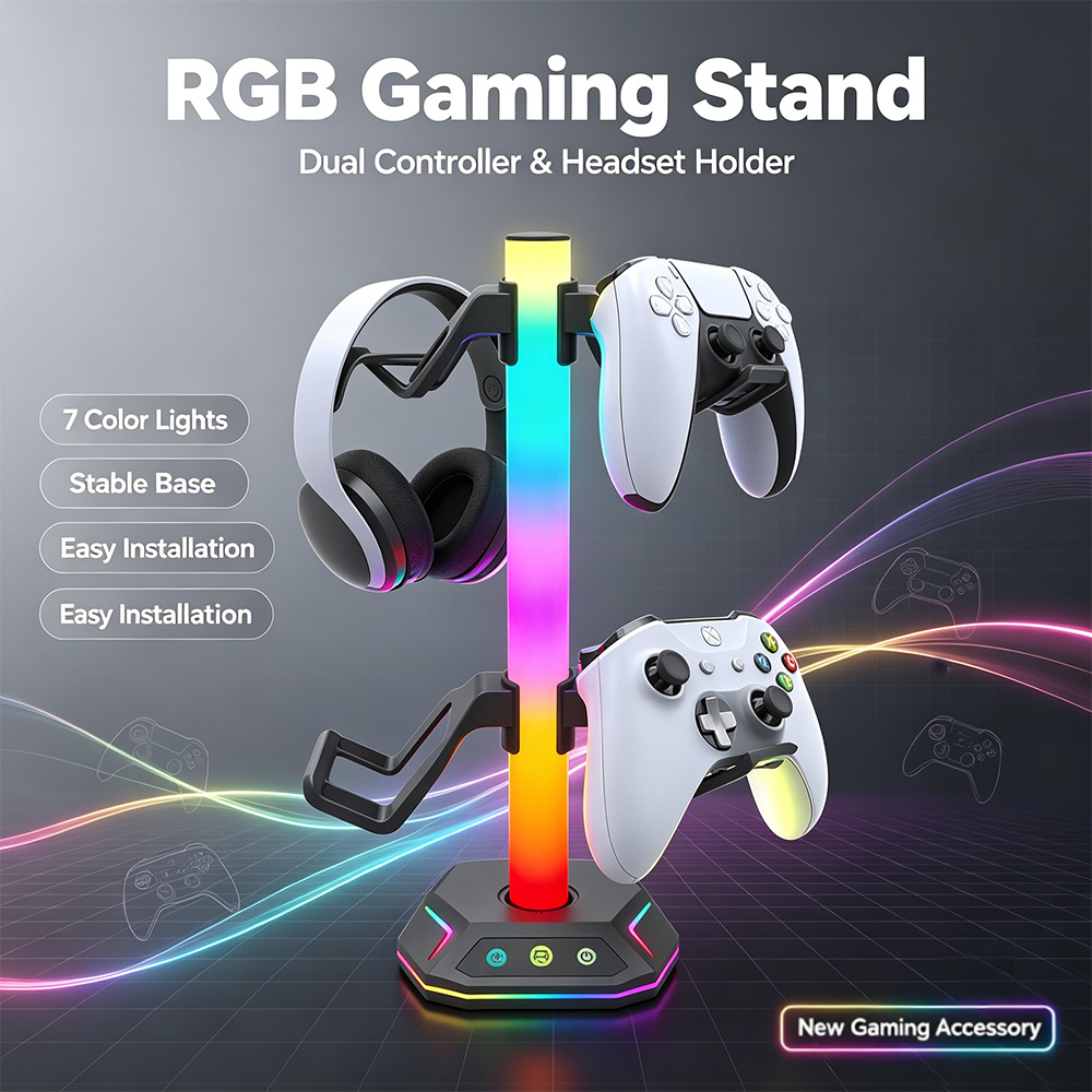 Gaming Headphone Accessories - สําหรับ Playstation5 Controller ผู้ถือหูฟังแขวนอุปกรณ์เสริมสําหรับเล่นเกม RGB หูฟังสําหรับเดสก์ท็อป