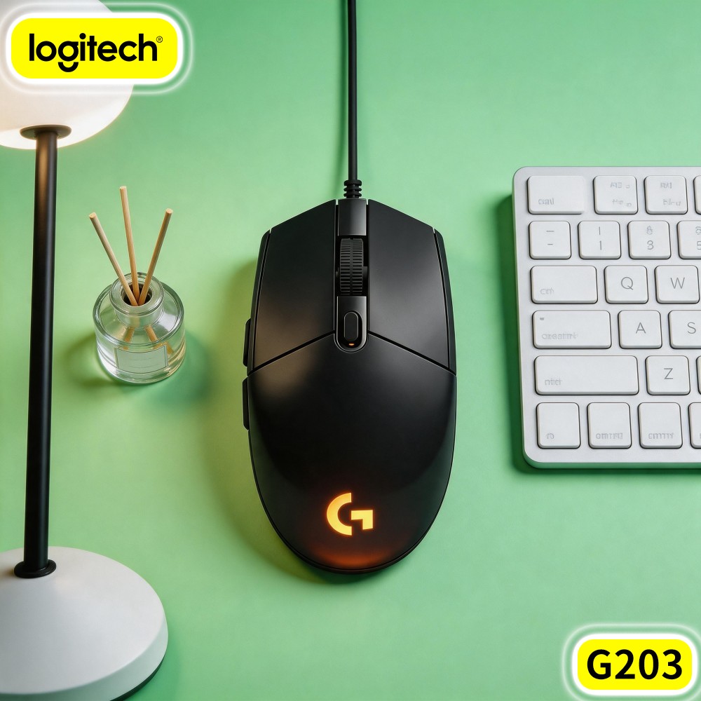 Logitech Mouse G203 - เมาส์เกมมิ่งแบบมีสาย Logitech G203 อุปกรณ์เสริมที่ใช้งานได้จริง พร้อมไฟ RGB