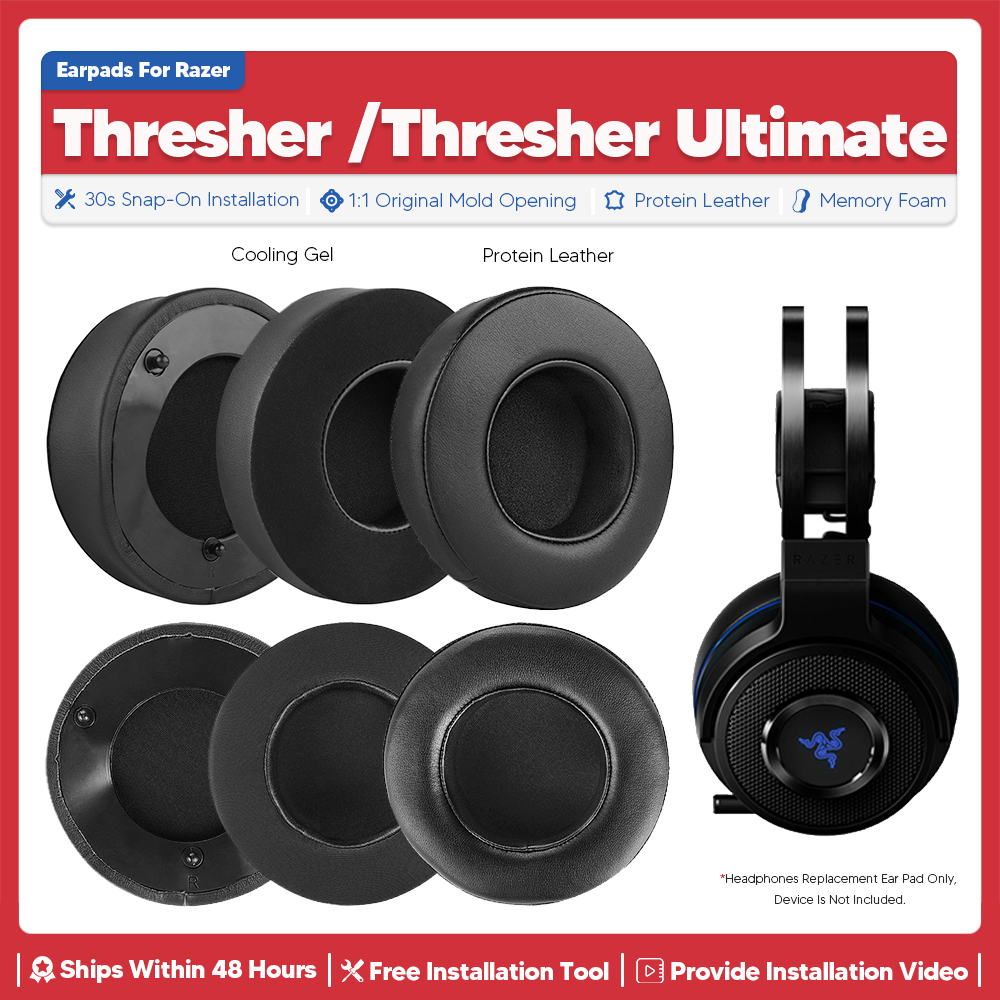 Gaming Headphone Accessories - เปลี่ยนแผ่นรองหูฟังสําหรับ Razer Thresher Ultimate 7.1 หูฟังอุปกรณ์เสริมหูฟังโฟมหน่วยความจําหูถ้วยฟองน้ํา