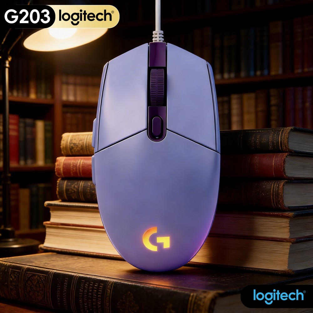 Logitech Mouse G203 - เมาส์เกมมิ่งแบบมีสาย Logitech G203 พร้อมแผ่นยางกันลื่น ดีไซน์ตามหลักสรีรศาสตร์ ปรับค่า