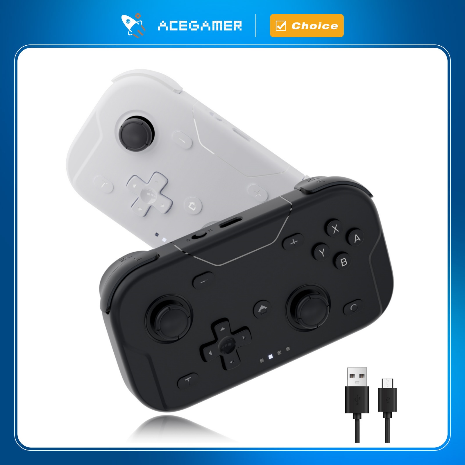 Gaming Accessories For Android - เอซเกมเมอร์ กระเป๋าเกมคอนโทรลเลอร์แบบพกพาฮอลล์จอยสติ๊กบลูทูธ 1000 เฮิร์ตเกมแพดสำหรับสวิทช์/สวิทช์ 2/Android/iOS/PC/สตีมเด็ค