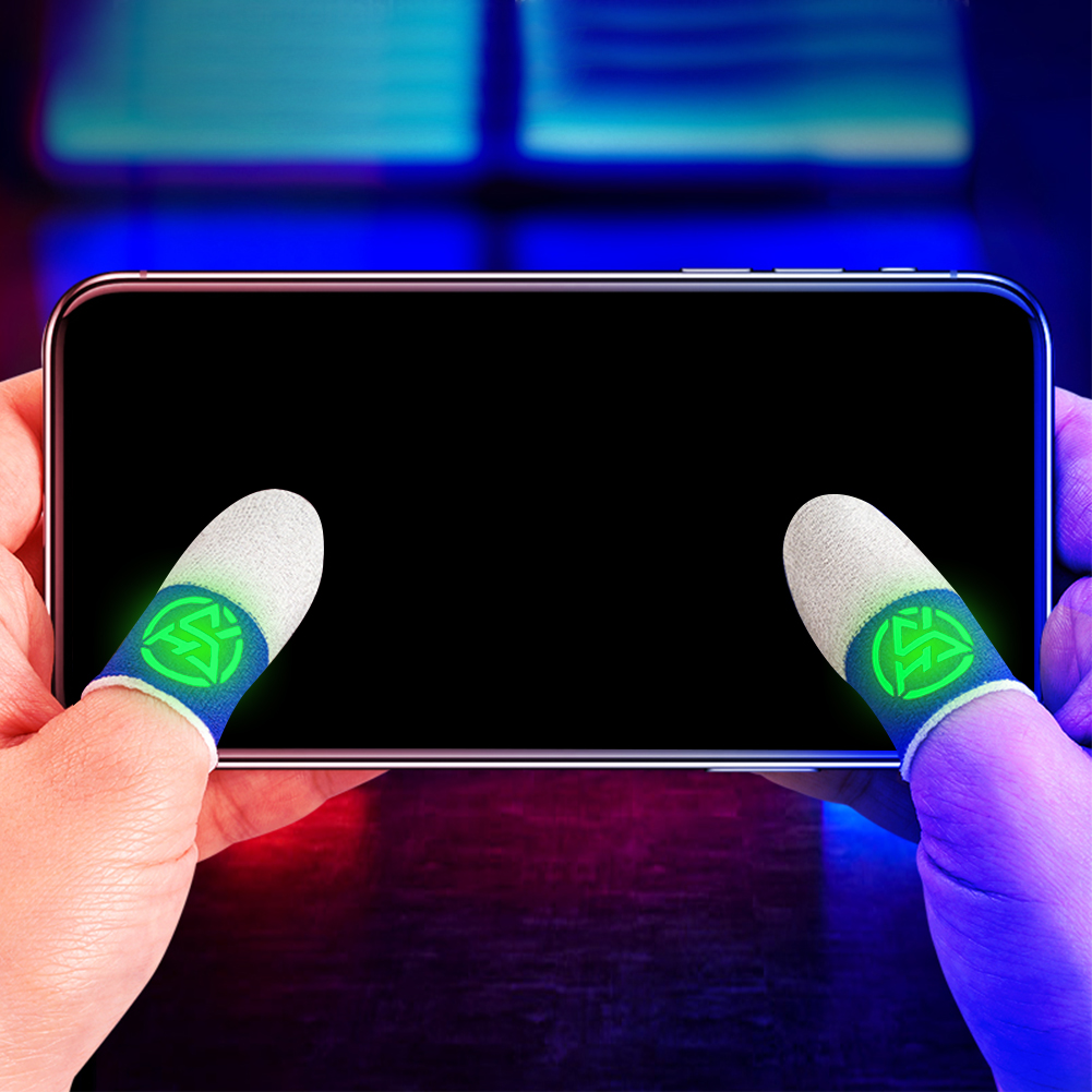 Gaming Accessories For Phone - ถุงมือปลายนิ้วแบบมีไฟกลางคืน ระบายอากาศได้ดี ป้องกันเหงื่อ กันลื่น สำหรับเล่นเกม PUBG