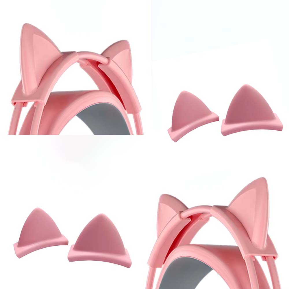 Gaming Headphone Accessories - จี้ห้อยหูแมวซิลิโคนสีชมพูสำหรับหูฟัง ไร้สาย/มีสาย ตกแต่งหูฟัง หูแมวน่ารักสำหรับสาวๆ อุปกรณ์เสริมสำหรับหมวกกันน็อคและเกมมิ่ง