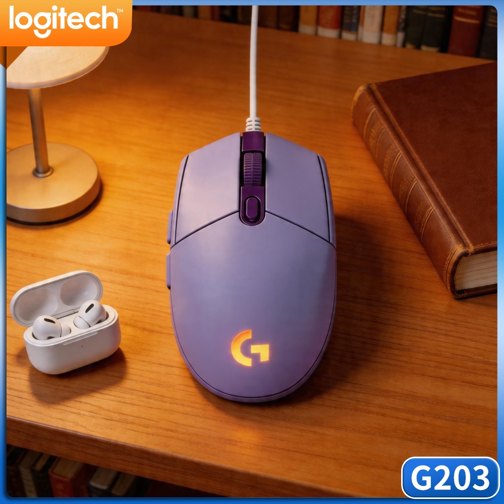Logitech Mouse G203 - เมาส์เกมมิ่งแบบมีสาย Logitech G203 โครงสร้างแข็งแรง ปุ่มตอบสนองไว ปรับค่า